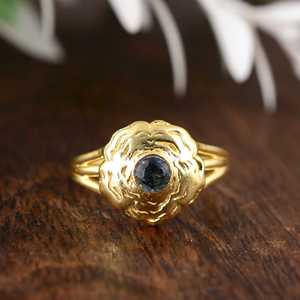 แหวนทองเหลืองชุบทองแหวนแต่งงานสำหรับทุกเพศแหวนไฮโดรสวิสสีฟ้า - Product Image 2