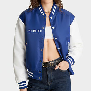 High Quality Custom Made <b>Women's</b> Varsity Jacket Thick Warm Wool Winter Casual Wear Cotton Lined Rivet Detail Custom Embroidered - Product Image 4