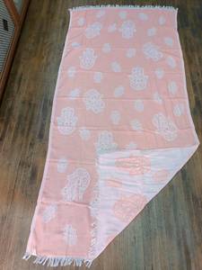 DAFNI BIG PAZAR <b>Purple</b> Printed Starfish Pattern Cotton Terry Fabric Beach <b>Towel</b> White Tassels Medium Weight HDPE Laminated - Product Image 6