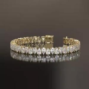 สร้อยข้อมือเพชรโมอิสสีเงินและสีทอง18Kt สุดหรูและกำไลข้อมือเพชร0.4760กะรัต & เครื่องประดับเพชรที่มีเอกลักษณ์" - Product Image 4