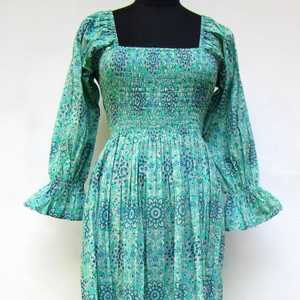 Novedad de 2023, vestido largo acampanado con estampado de flores Ditsy de algodón, ropa India informal para mujer, tallas gratis y 6XL disponibles - Product Image 1