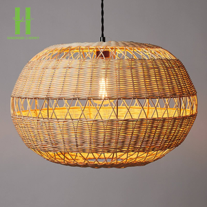 Lampe suspendue en bambou et rotin vintage moderne, abat-jour unique en forme de fleur, tissé à la main, naturel, écologique, décoration de lampadaire - Product Image 2