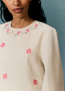 เดรสสั้นทรงเอไลน์สไตล์วินเทจของผู้หญิง100% ผ้าฝ้ายแขนยาวปักลายดอกไม้เสื้อผ้าลำลองแนวหวาน - Product Image 2