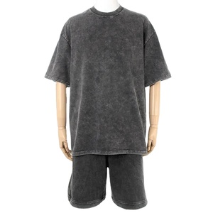 T-shirts décontractés pour hommes fabriqués au Pakistan, best-sellers, coupe ample, col rond, motif uni, effet délavé. - Product Image 6