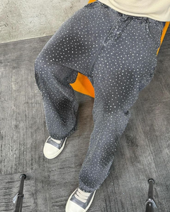Pantalones vaqueros deshilachados destruidos de gran tamaño para mujer, pantalones vaqueros Cargo de pierna ancha, pantalones vaqueros holgados con costuras de Hip Hop para mujer - Product Image 5