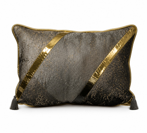 Housse de coussin décorative noire en jacquard patchwork brodée avec fermeture éclair - Product Image 5