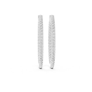 Pendientes de Aro Grandes con Moissanita Redonda en Forma de U, Plata de Ley 925, Círculo Completo de 90 Piedras - Product Image 4