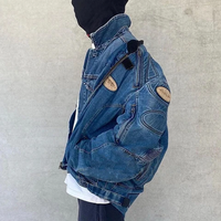 Veste en jean d'hiver pour homme avec logo personnalisé sur le devant, col montant long, coupe-vent, imperméable, streetwear élégant
