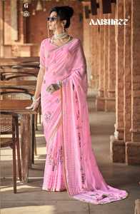 Latest Designer Women's Soft Georgette Printed <b>Saree</b> Sequins <b>Hot</b> Selling Casual Party Wear Wedding Sari Wholesale Rate India - Product Image 3