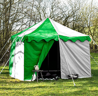 16 mq. Tenda Quadrata Impermeabile in Tela di Cotone Resistente 4m X 4m con Pali in Alluminio Alti 3,5m per Rievocazioni Medievali all'Aperto