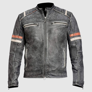 Veste de moto en cuir véritable vintage décontractée pour homme, mode élégante, couleur personnalisée, design personnalisé, anti-UV - Product Image 1