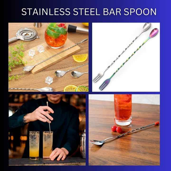 Hot Selling Wholesale Long Handle Cocktail Spoon Bar Spoon Stainless Steel Mixing Spiral Pattern Bartender Tools Barware