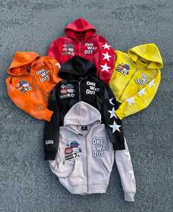 Qualité OEM 420 GSM Coton Fermeture Éclair Sweat à capuche épais Vintage Surdimensionné Streetwear Impression personnalisée Lavage à l'acide pour Zip up Sweat à capuche pour hommes - Product Image 6