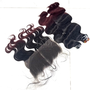 Paquetes de color de punta ondulada de cuerpo de cabello crudo de alta calidad con frontal y paquetes para hacer pelucas - Product Image 4