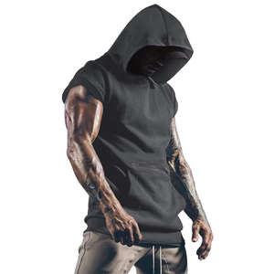 Haute qualité hommes été sans manches Gym Stringer débardeur personnalisé entraînement vêtements de sport capuche Polyester matériel Muscle en gros - Product Image 1