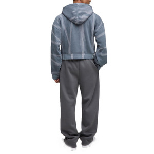 Sweat à capuche zippé intégral pour homme, effet délavé, polaire épais, coupe décontractée, pour fabrication en gros OEM de marques personnalisées - Product Image 2