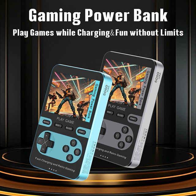 Multifunctional 10000mAh Charger | Game Console + Fast Charging Support T-Card with 1000+ Classic Games