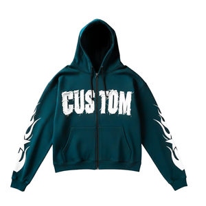 Sudadera con Capucha Extra Grande 100% Algodón para Hombre, 420 GSM, Gruesa, Transpirable, Personalizada con Apliques Bordados Desgastados - Product Image 4