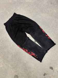 Personalizado nuevo diseño 100% algodón hombres lavado ácido crudo dobladillo rasgado pantalones acampanados pierna recta de gran tamaño pila holgada lavado pantalones de chándal - Product Image 2