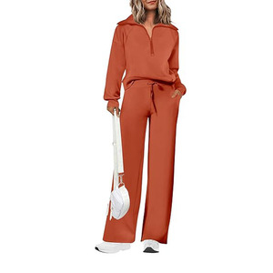 Ensemble Jogging Deux Pièces Confortable et Simple pour Femmes Ensemble de Survêtement Deux Pièces avec Ourlet et Poignets Côtelés Survêtement pour Femmes - Product Image 1