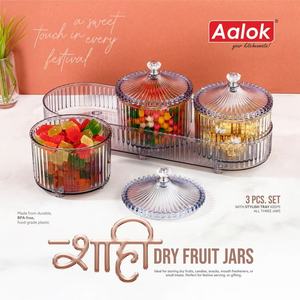 Boîte à fruits secs en plastique Aalok durable, 500g, 3 compartiments avec couvercle hermétique, organiseur pour noix et épices - Product Image 3