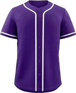 Maillot de baseball uni à manches courtes avec boutons, personnalisable en couleur et design, logo personnalisé, passepoil contrastant, uniforme d'équipe - Product Image 5