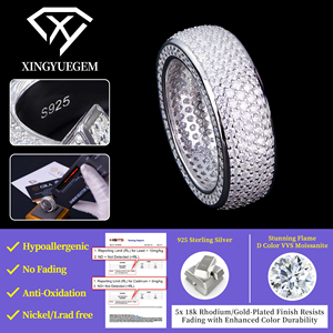 <span class=keywords><strong>Lot</strong></span> Mixte en Gros de Bijoux <span class=keywords><strong>Homme</strong></span> en Argent Sterling 925, <span class=keywords><strong>Bague</strong></span> Éternité Hip Hop Entièrement Sertie de Diamants et Moissanite Glacée - Product Image 3