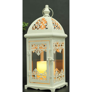 Nouveau Design marocain élégant blanc petite lanterne à la main fer extérieur intérieur décoratif lanterne mariage décor bougeoir - Product Image 6