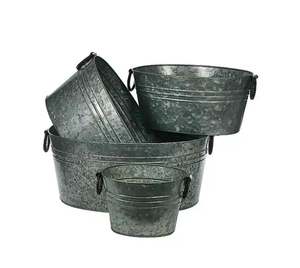 Juego de macetas galvanizadas de 3 macetas de flores más vendidas, macetas de decoración del hogar de diseño único de fabricantes y proveedores - Product Image 4