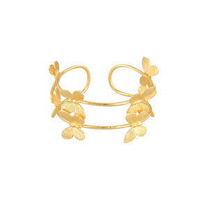 Bracelet jonc en laiton plaqué or, poli miroir, réglable, élégant, à bon prix, accessoire de poignet - Product Image 1