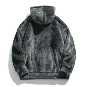 Sudadera con capucha de piel de alta calidad para hombre, jersey de manga larga de color gris, ropa informal, sudaderas con capucha, sudadera con bolsillos de canguro - Product Image 2