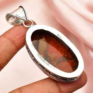 Colgante de piedra de sangre de diseñador hecho a mano, piedra preciosa de Plata de Ley 925, estilo Vintage con ajuste de bisel, joyería fina para mujer - Product Image 4