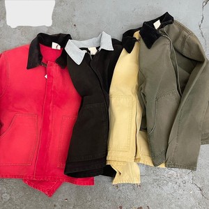 Oem fabricante personalizado para hombre invierno elegante camionero chaqueta de mezclilla personalizada pato lona trabajo bomber chaqueta con cuello de pana - Product Image 1