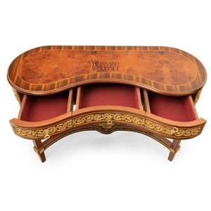 Mesa Consola de Madera Clásica de Lujo con Forma de Riñón y Adornos de Latón - Product Image 3