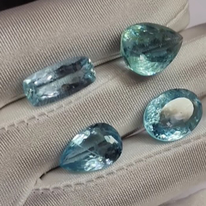 Alta calidad 4 Pc Piedras preciosas de Aguamarina natural 36 Cts Lote 17mm-19mm Pera ovalada Rectángulo Faceta Color azul US $247 Todos - Product Image 5
