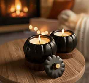 Pumpkin Shape Ceramic <b>Jar</b> <b>Candle</b> Aromatherapy Scented <b>Candle</b> Natural Soy Wax for Home Decor Gifting Purpose Aura Decor <b>Candles</b> - Product Image 3