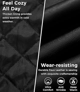 Chaqueta de piel sintética para hombre, chaqueta de bombardero de motocicleta a prueba de viento, abrigo de invierno ajustado con capucha extraíble - Product Image 6