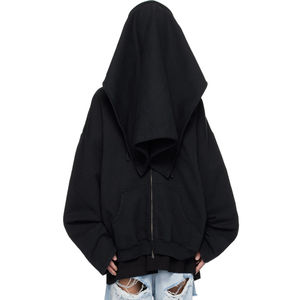 Sweat à capuche épais en coton avec cape amovible, style tendance, noir, personnalisé OEM, avec strass pour homme, hiver, écologique - Product Image 1