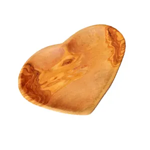 Piatto a forma di cuore in legno d'ulivo all'ingrosso. 100% piatto fatto a mano. Vassoio in legno di ulivo tunisino. Piatto inciso al Laser.