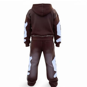 ชุดวอร์มแบบมีฮู้ดและกางเกงขายาวสั่งทำคุณภาพสูง ผ้าฝ้ายหนานุ่ม 450-500 แกรม ผ้าฟลีซทรงโอเวอร์ไซส์ สำหรับทุกเพศ - Product Image 2