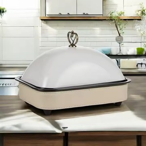 Casserole en métal de luxe avec couvercle blanc et finition en cuir Ustensiles de cuisson élégants Idéal pour les repas de famille et les cadeaux de l'Inde - Product Image 2