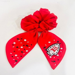 Customized Fashion Elegant Beaded <b>Scrunchies</b> <b>Hair</b> Accessory Indian Hand Embroidery Cotton Fabric Handcrafted Game Day accessory - Product Image 5