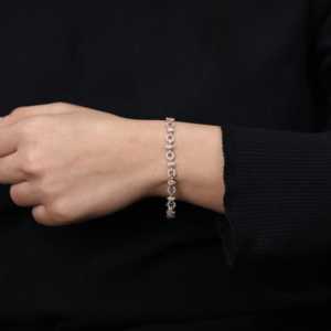 Classic Lab Grown Diamond Circle Link <b>Bracelet</b>-1.35 Carat Sterling Silver/Platinum/<b>Gold</b> Options VS Clarity Yellow/White/<b>Rose</b> - Product Image 6