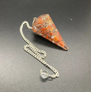 Venta al por mayor hecho a mano facetado jaspe rojo cristal punto péndulo orgón cono hogar decorativo recuerdo radiestesia Palma piedra modelo - Product Image 5