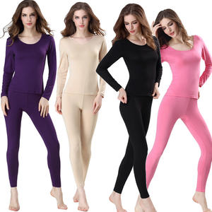 Ensemble de sous-vêtements thermiques à encolure dégagée ultra doux pour femmes haut long avec doublure en polaire à manches longues Sexy mince et respirant - Product Image 2