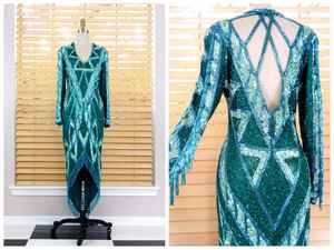 Vestido Antiestático de manga larga con bordado floral y cuentas A-Line silueta hasta el suelo para reuniones familiares fiestas eventos - Product Image 5