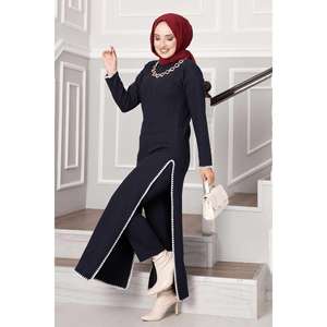 Ensemble 2 pièces à fente latérale bleu marine - Product Image 2