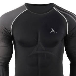 Chemises de compression pour hommes à manches longues, logo personnalisé, solides, à séchage rapide, respirantes, écologiques, en élasthanne/polyester - Product Image 4