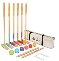 Jeu de croquet en bois durable de qualité supérieure, disponible en plusieurs couleurs, pour une utilisation en extérieur toute l'année