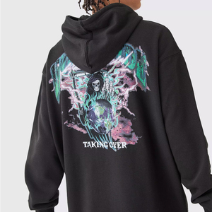 Pull-over unisexe décontracté, sweat à capuche en polaire surdimensionné, streetwear brodé avec imprimé graphique hiver - Product Image 1